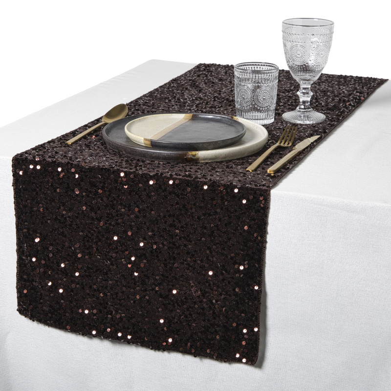 Tafelloper pailletten - koperkleur - 40x150 cm