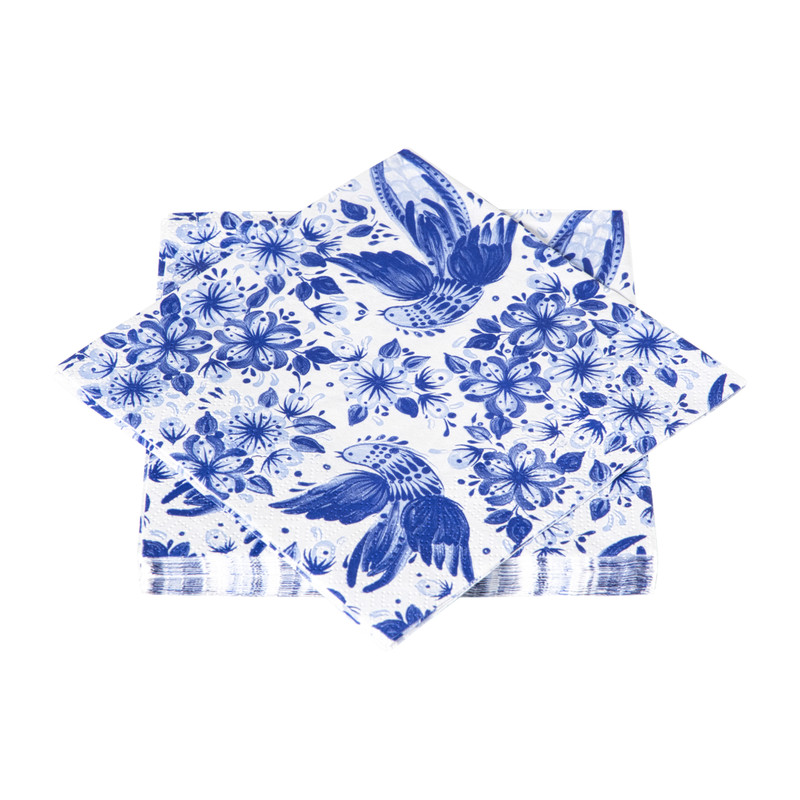 Servetten blauwe vogel - 33x33 cm - set van 20