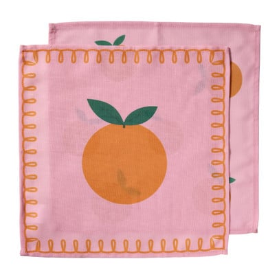 Servetten sinaasappels - roze/oranje - set van 2