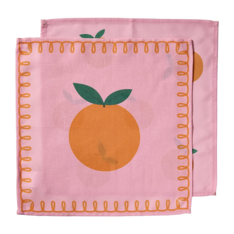 Servetten sinaasappels - roze/oranje - set van 2
