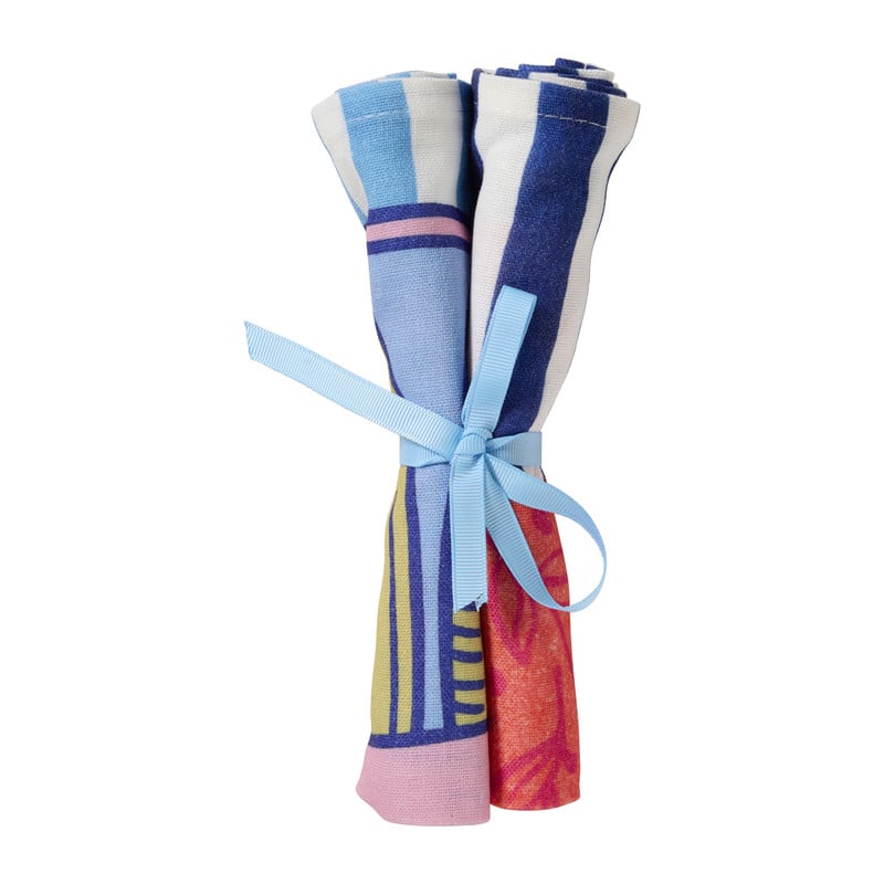 Servetten krab en sardientjes - multikleur - set van 2