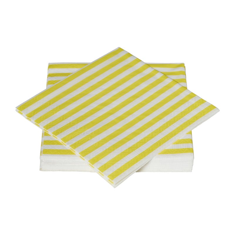 Servetten streep - geel - 33x33 cm - set van 20