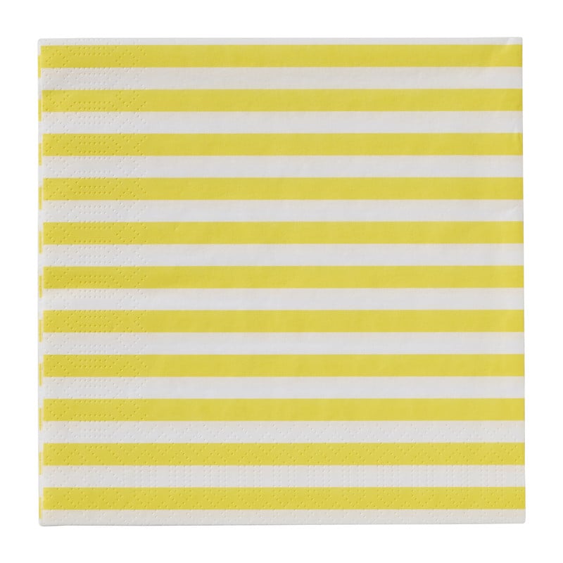 Servetten streep - geel - 33x33 cm - set van 20