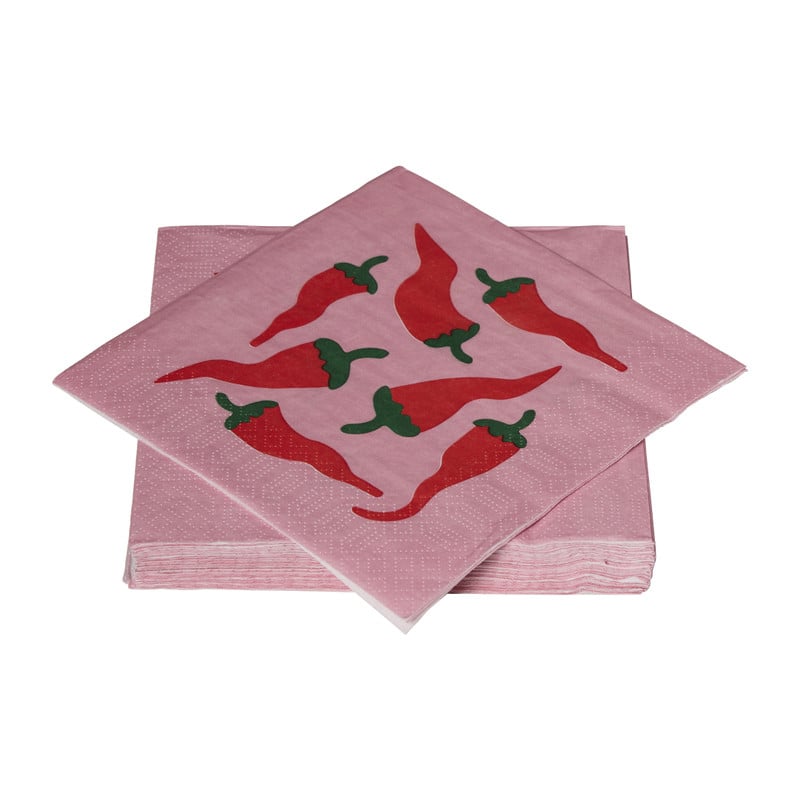 Servetten pepers - roze/rood - 33x33 cm - set van 20