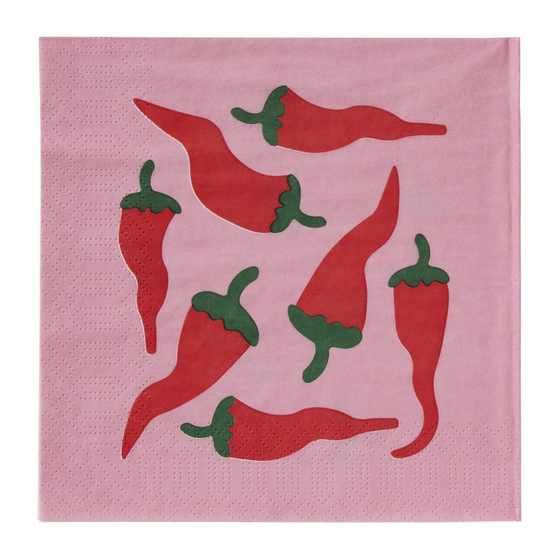 Servetten pepers - roze/rood - 33x33 cm - set van 20