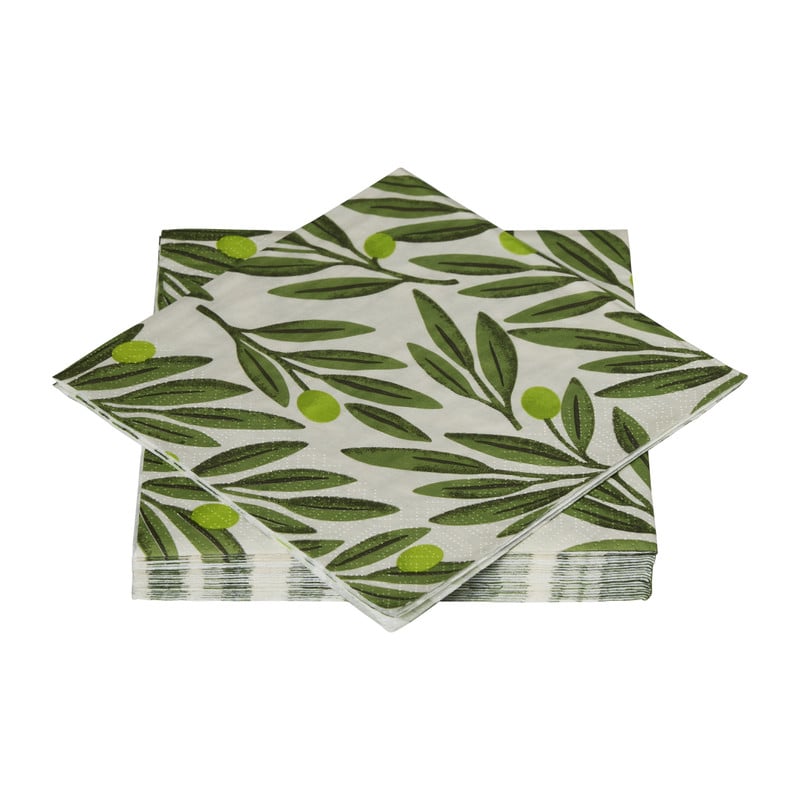 Servetten olijftak - groen - 33x33 cm - set van 20