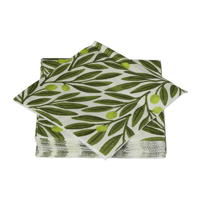 Servetten olijftak - groen - 24x24 cm - set van 20