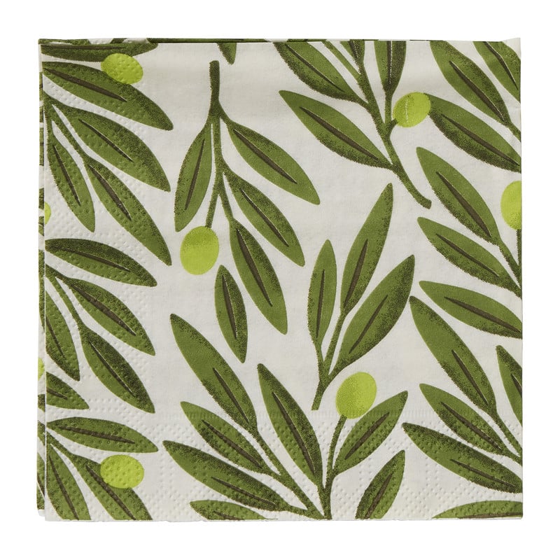 Servetten olijftak - groen - 24x24 cm - set van 20