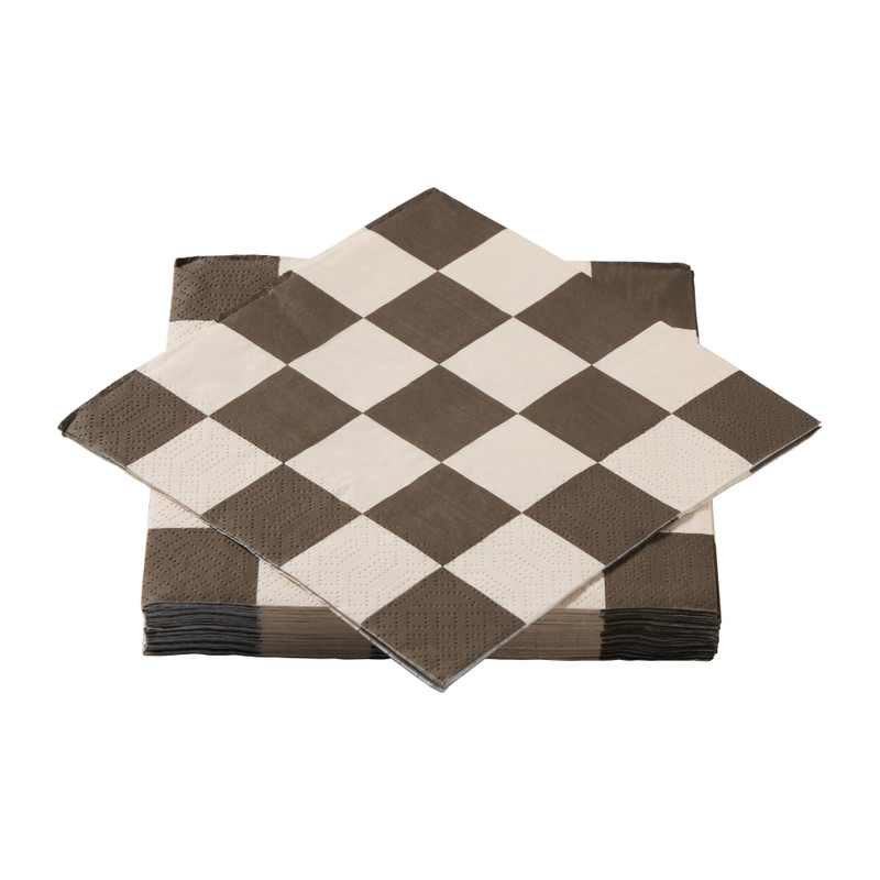 Servetten ruit - bruin - 33x33 cm