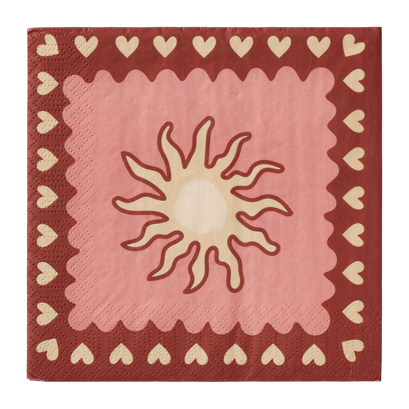 Servetten zon - roze - 33x33 cm