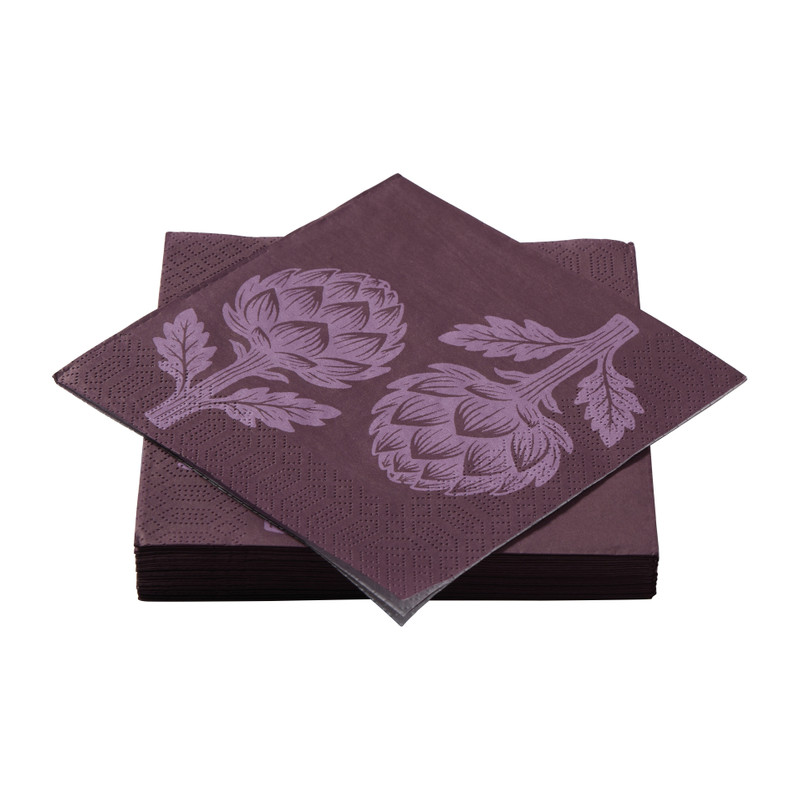 Servetten artisjok - paars - 33x33 cm