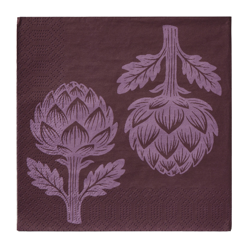Servetten artisjok - paars - 33x33 cm