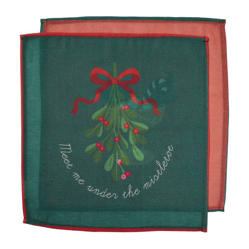Servetten met print kerst 2st - groen - 40x40 cm - set van 2