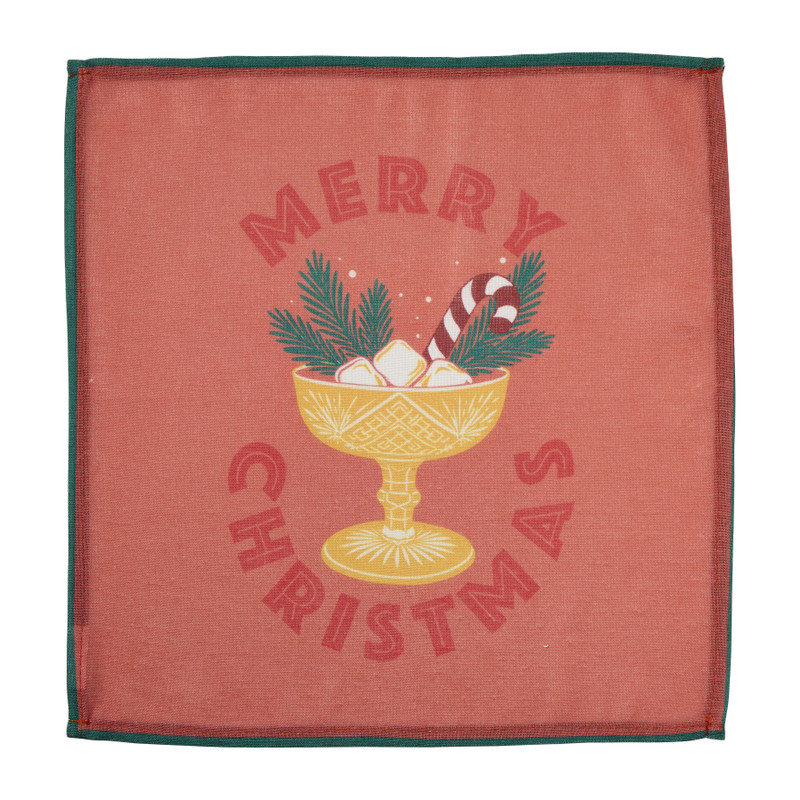 Servetten met print kerst 2st - groen - 40x40 cm - set van 2