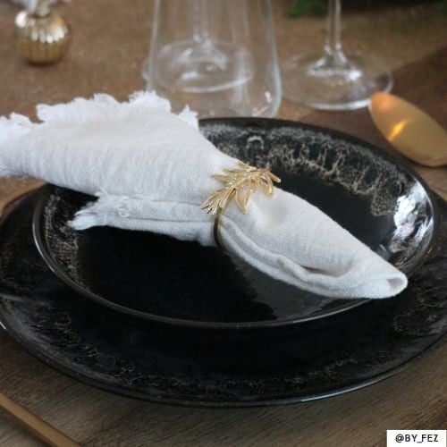 Servetring Leafs - goudkleurig - ø4x3.5 cm