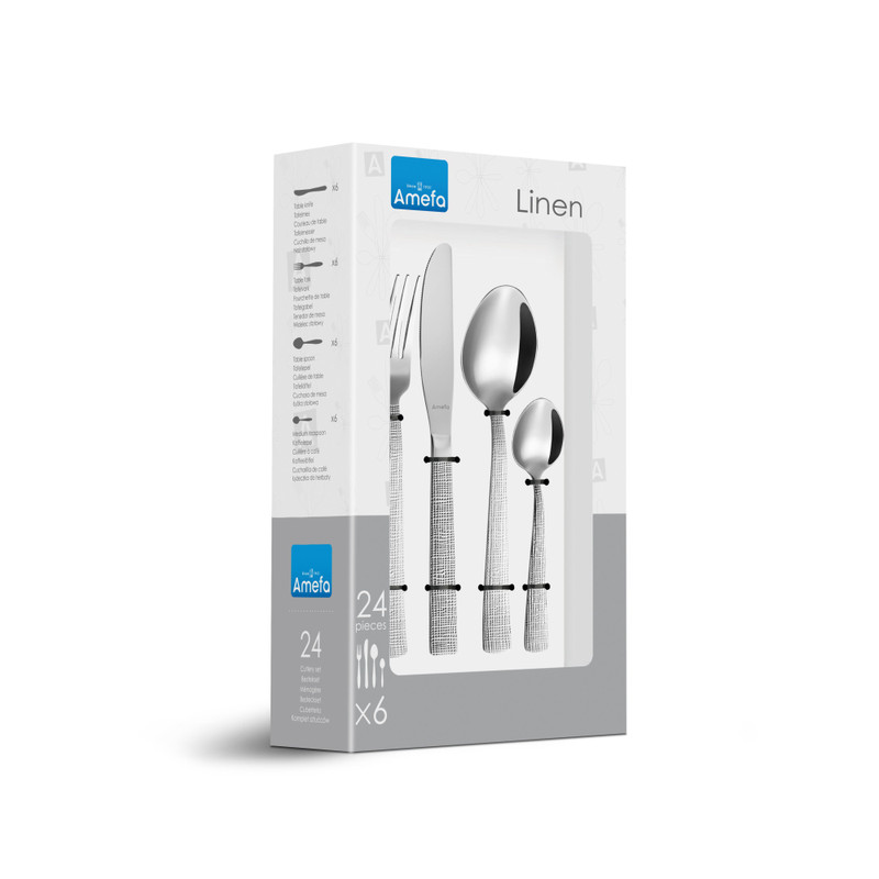 Bestekset Amefa Linen - zilverkleurig - 24-delig - 6 persoons