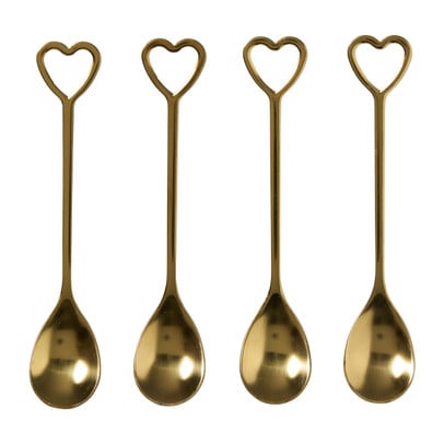 Lepels met hartjes - goudkleurig - set van 4