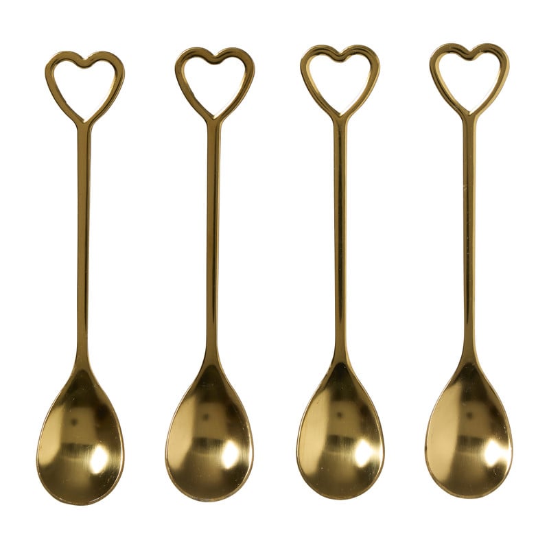 Lepels met hartjes - goudkleurig - set van 4