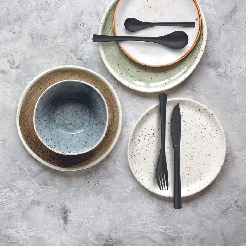 Amefa bestekset - mat zwart - 16-delig