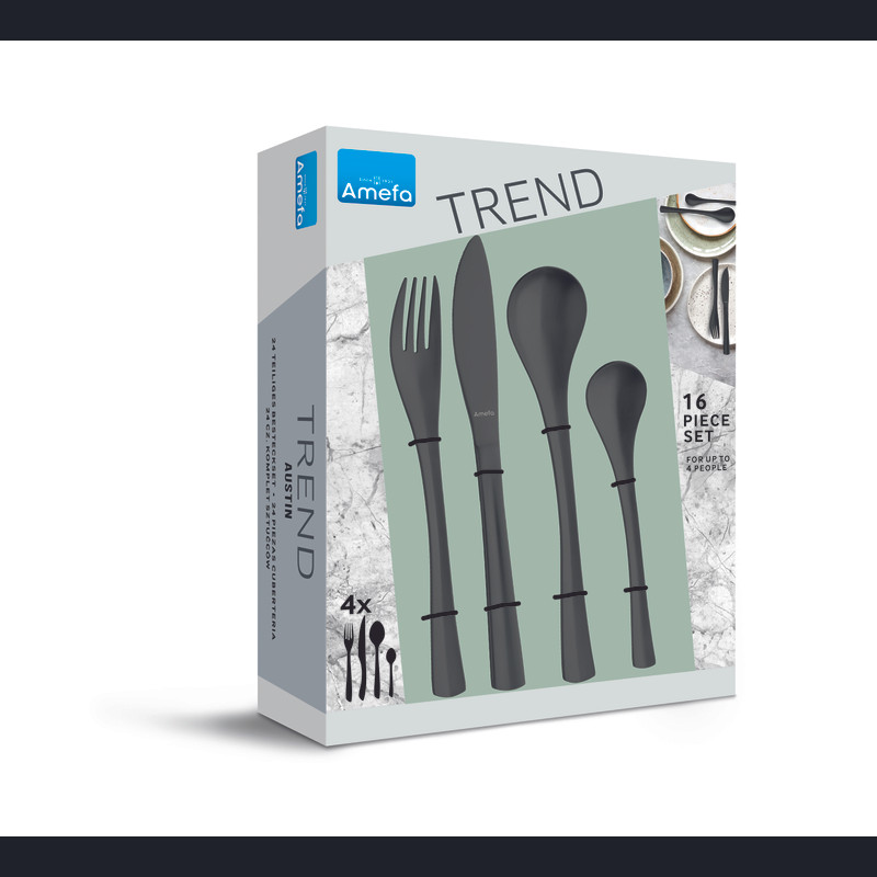 Amefa bestekset - mat zwart - 16-delig