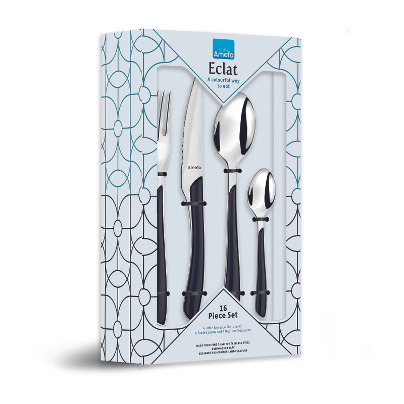 Bestekset Eclat - Amefa - zilver/zwart - 16 delig - 4 persoons