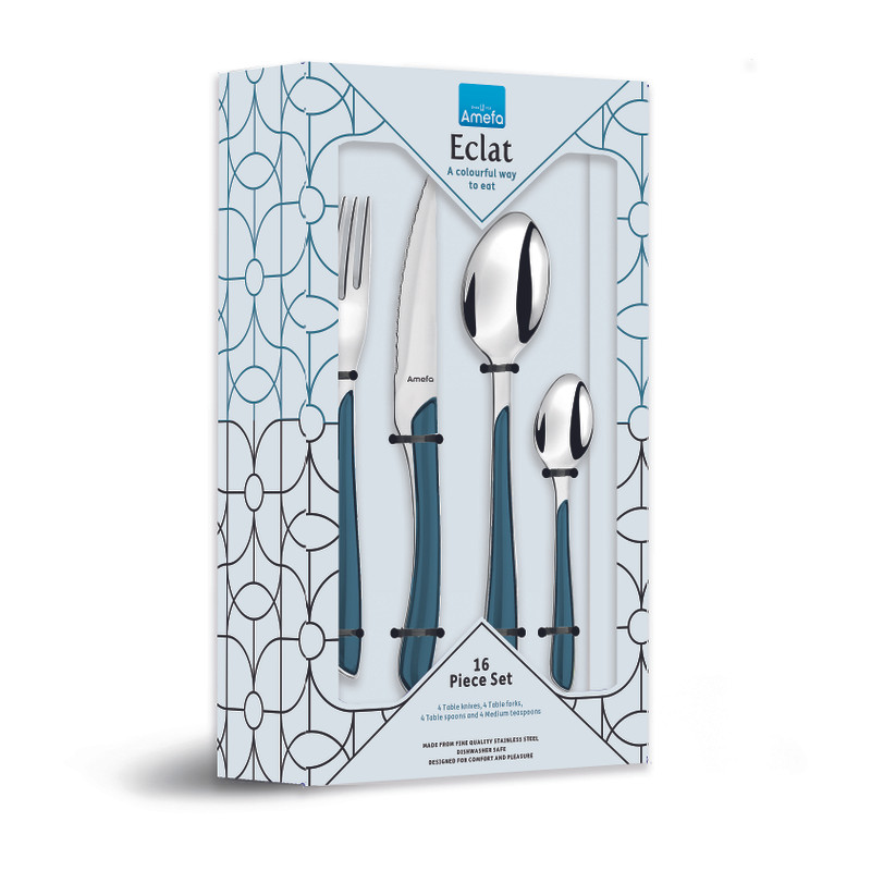 Bestekset Eclat - Amefa - zilver/blauw - 16 delig - 4 persoons