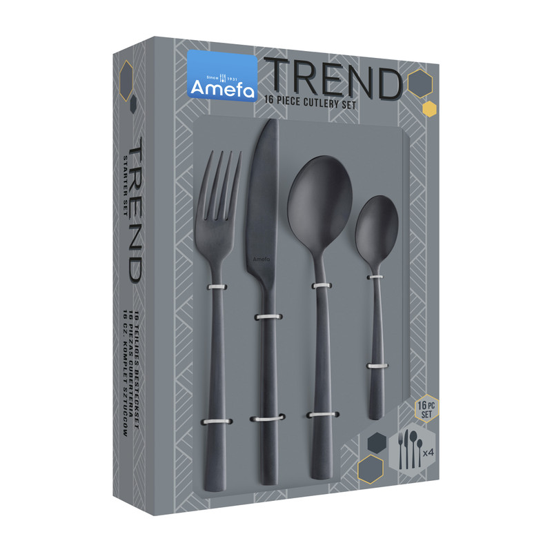 Bestekset Manille - Zwart - 16-delig - 4 persoons