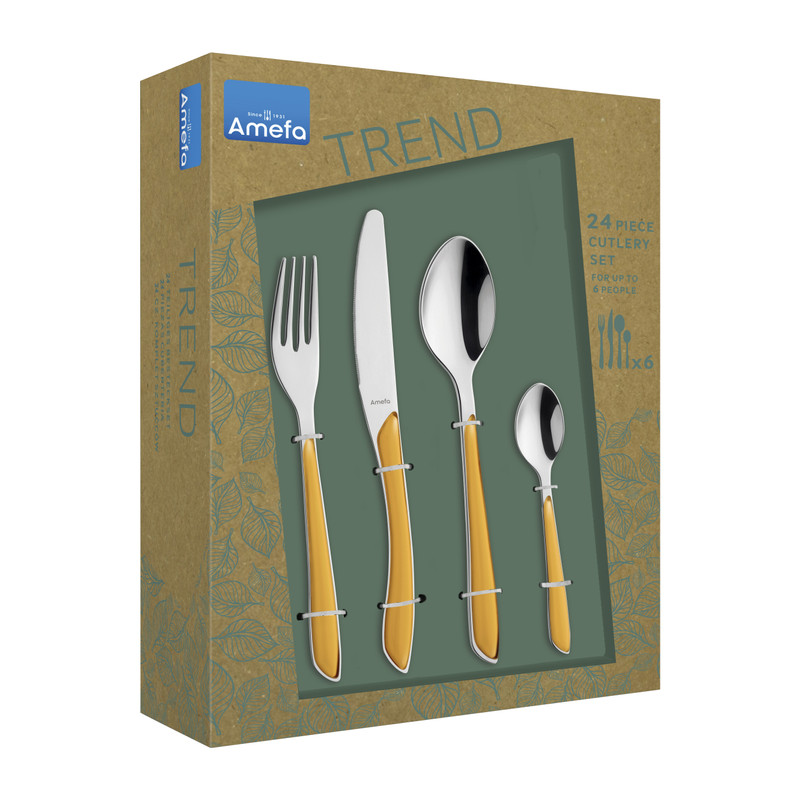 Amefa bestekset eclat - okergeel - 24 delig - 6 persoons