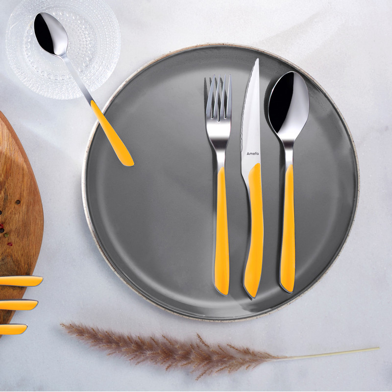 Amefa bestekset eclat - okergeel - 24 delig - 6 persoons
