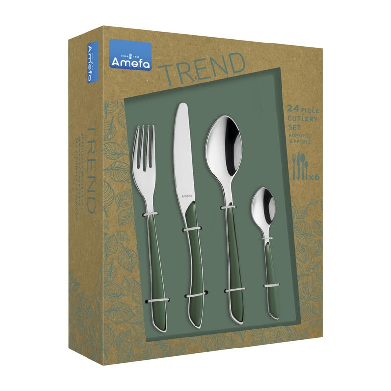 Amefa bestekset Eclat - groen - 24 delig - 6 persoons