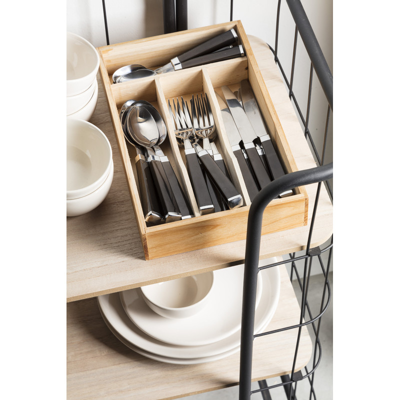 24-delige bestekset in lade - zwart - 6 persoons