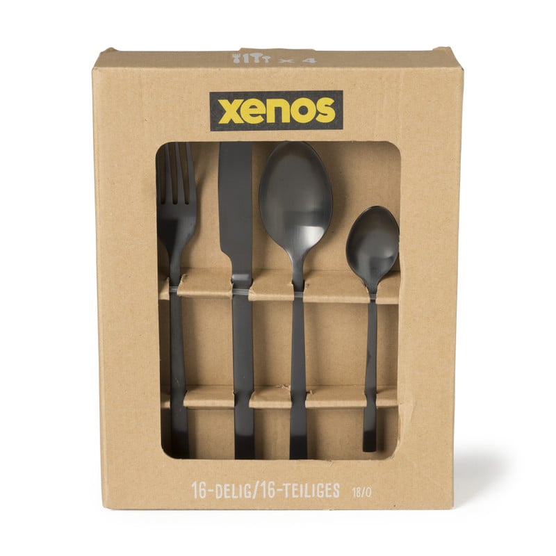 Bestekset - mat zwart - 16-delig 