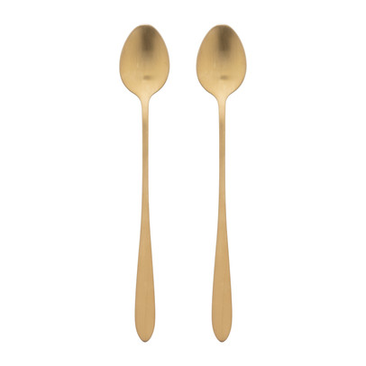 Theelepels lang - goudkleurig - set van 2