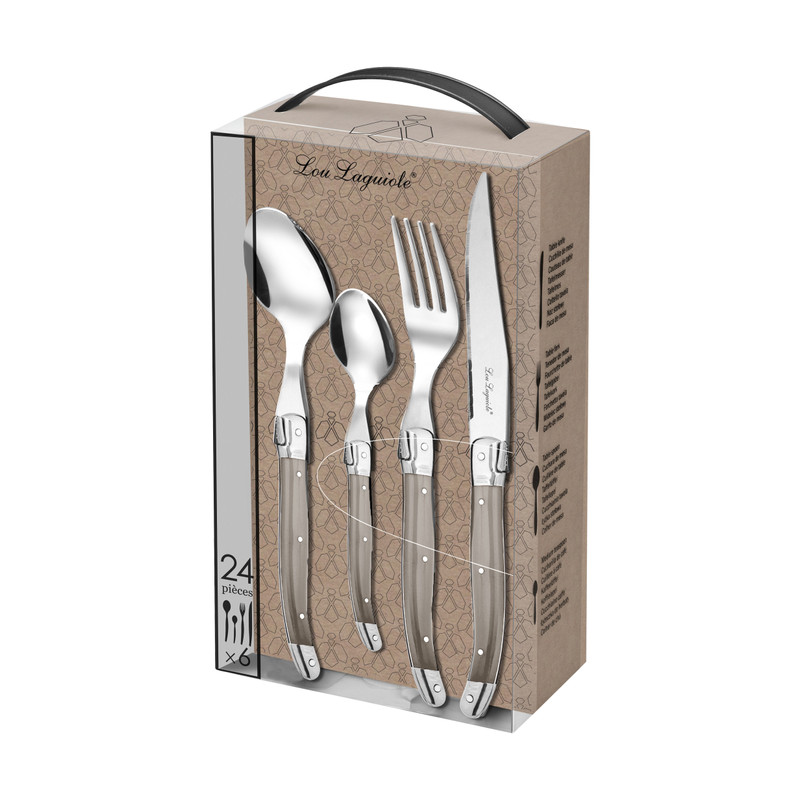 Amefa bestekset - Lou Laguiole - taupe - set van 24 - 6 persoons
