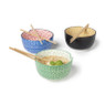 Schaaltje met eetstokjes - groen/wit - ø14.7x9 cm