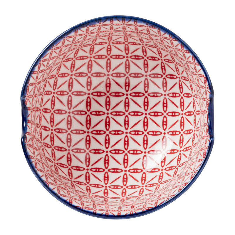 Schaaltje met eetstokjes - blauw/rood - ø14.7x9 cm