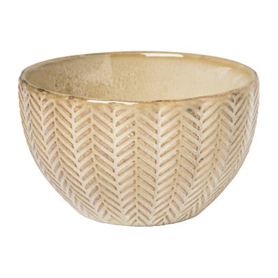 Schaal relief - beige - ø11x6.5 cm
