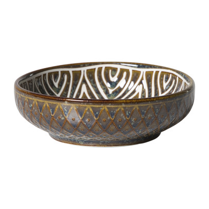 Schaaltje Nori rond - blauw/bruin - ø12x3.5 cm