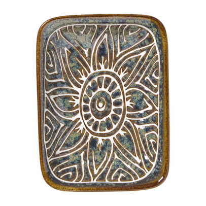 Schaaltje Nori rechthoekig - blauw/bruin - 2x10x7.5 cm