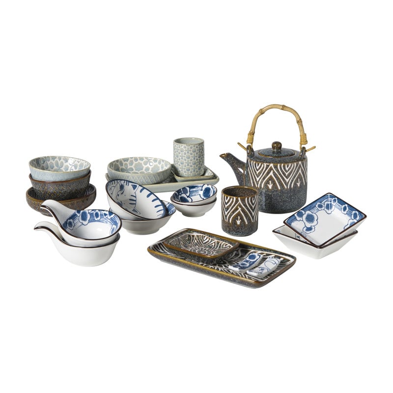 Schaaltje Nori rechthoekig - blauw/bruin - 2x10x7.5 cm