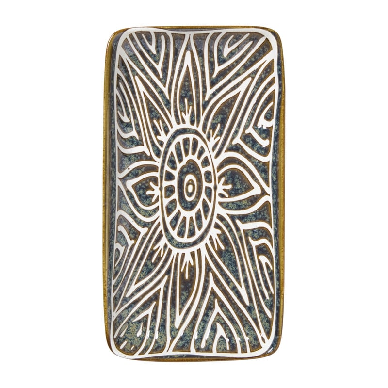 Schaaltje Nori rechthoekig - blauw/bruin -2x20.5x11 cm