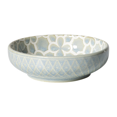 Schaaltje Nori rond - lichtblauw/wit - ø12x3.5 cm