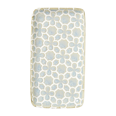 Schaaltje Nori rechthoekig - lichtblauw/wit - 2x20.5x11 cm
