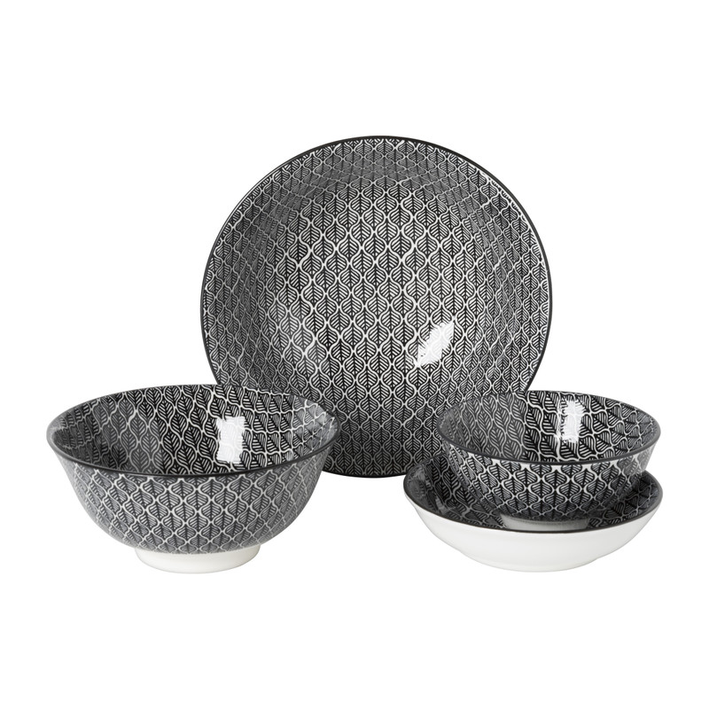 Schaaltje black print blaadjes - ø16x6.5 cm