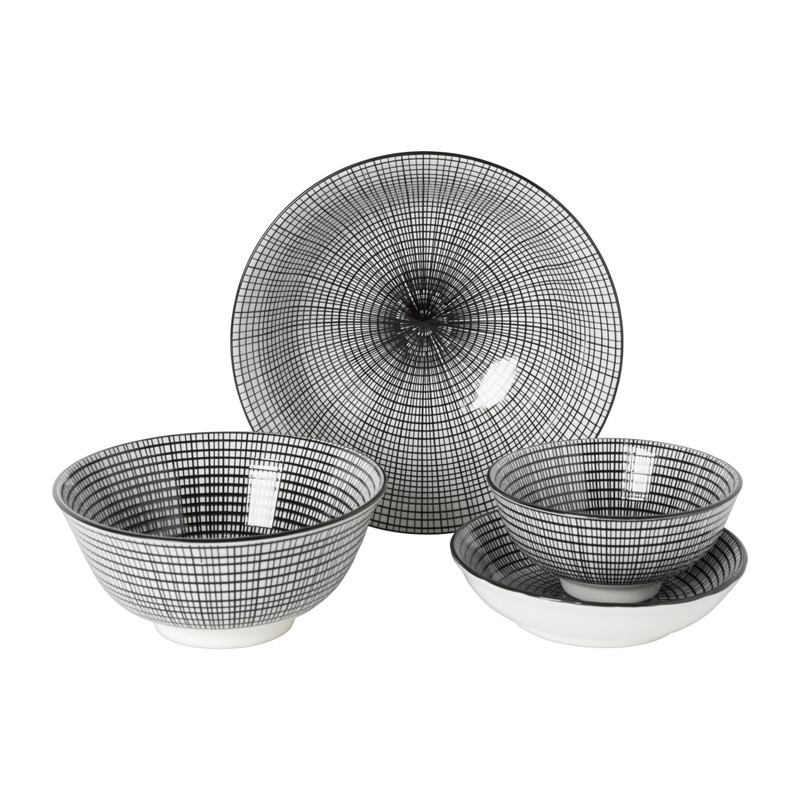 Schaaltje black print streep - ø16x6.5 cm