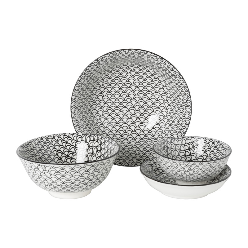 Schaaltje black print boog - ø14x2.5 cm