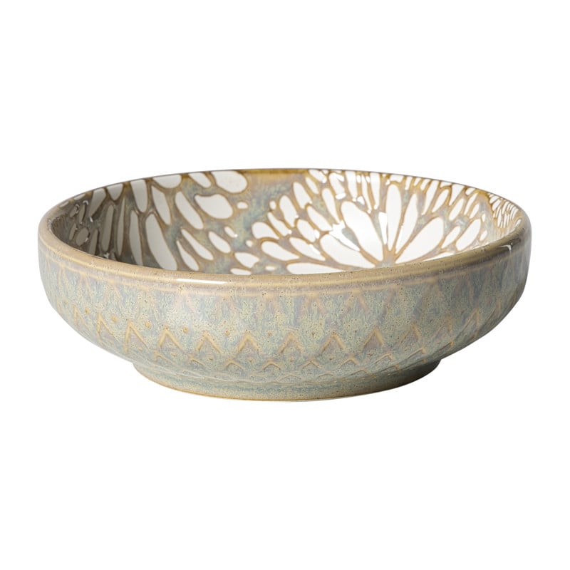 Schaaltje Nori rond - blauw/geel - ø12x3.5 cm