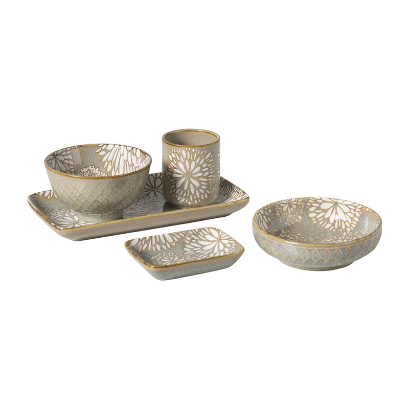 Schaaltje Nori rond - blauw/geel - ø12x3.5 cm
