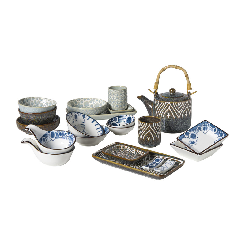 Schaaltje Nori rechthoekig - blauw/geel - 2x10x7.5 cm