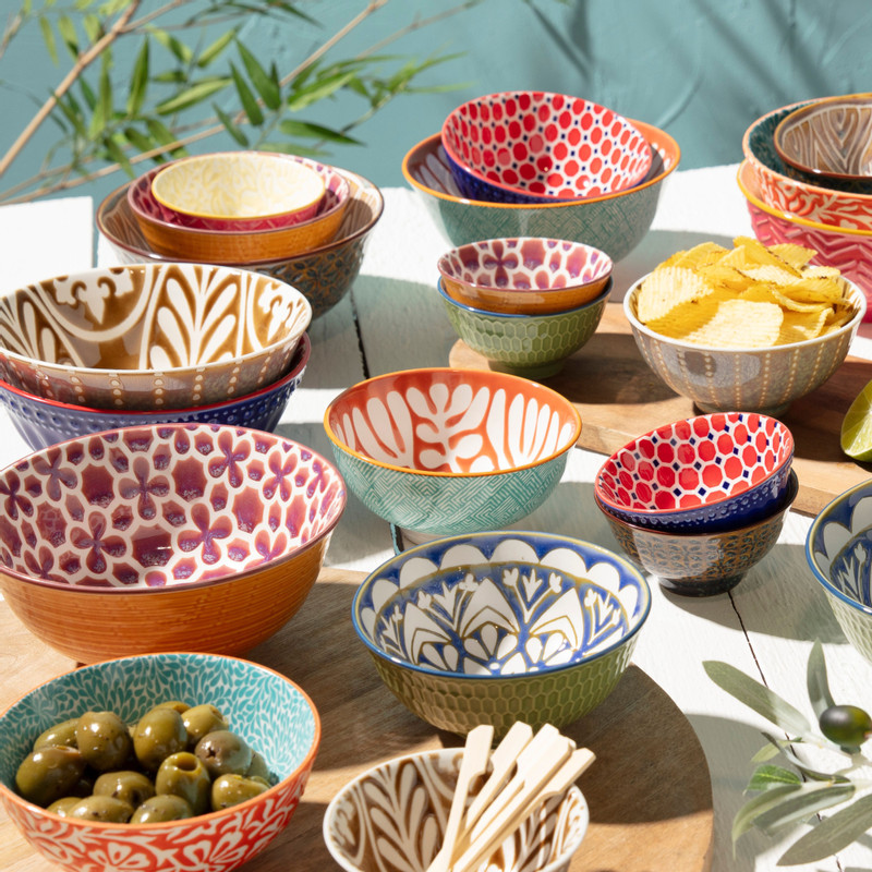 Schaaltje Nane middel - oranje/blauw - ø12.3x5.8 cm